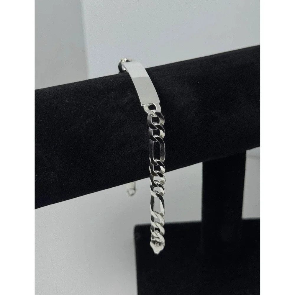 Esclava fígaro con plaquita - plata 925 8 inch